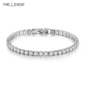 Paris Jewelry 14K White Gold 4 Carat Created White Sapphire Tennis Bracelet Plated