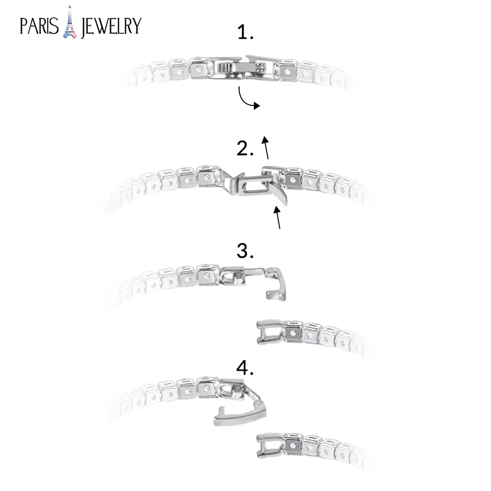 Paris Jewelry 14K White Gold 4 Carat Created White Sapphire Tennis Bracelet Plated