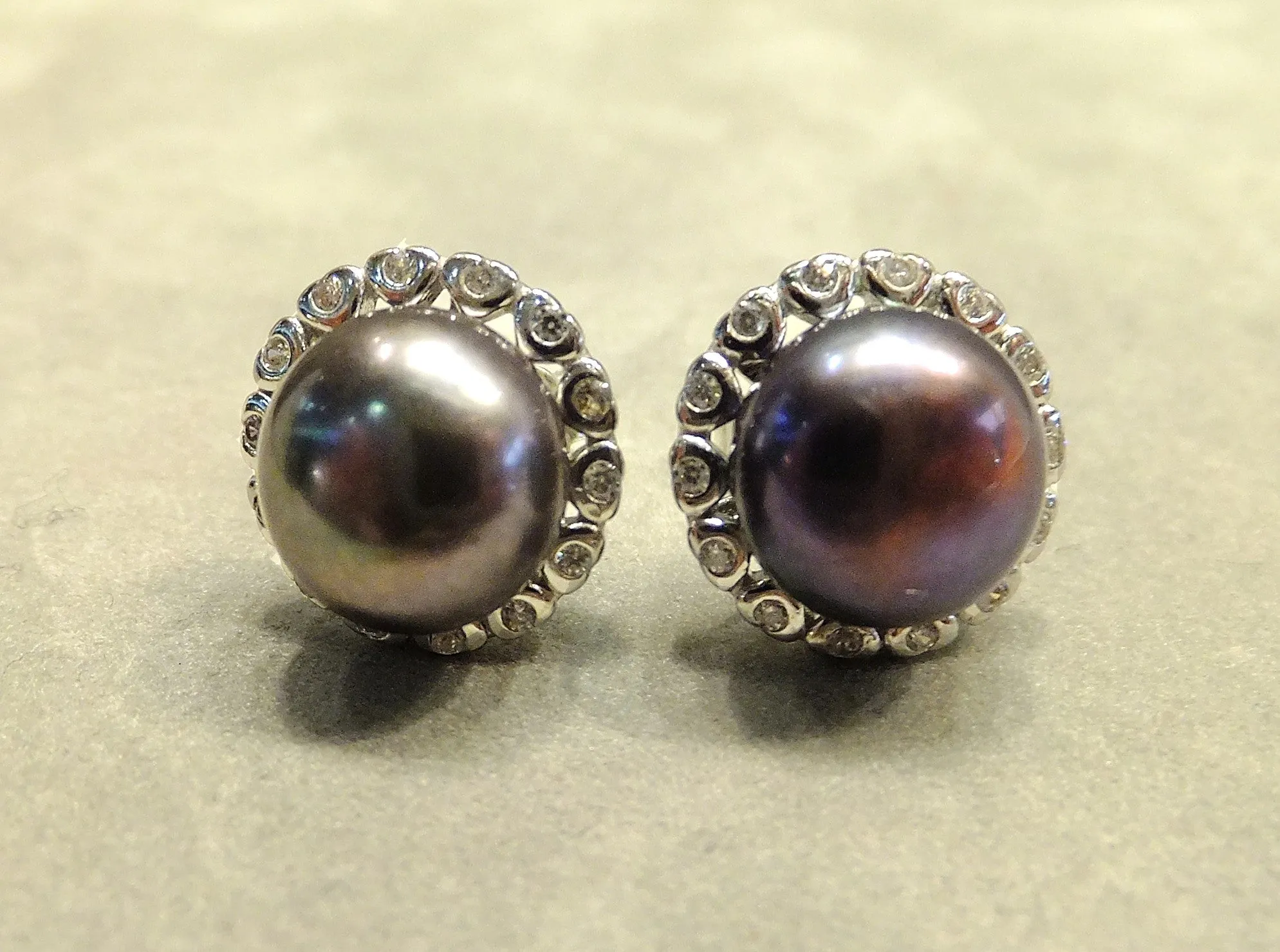 Peacock Freshwater Pearl Stud Earrings