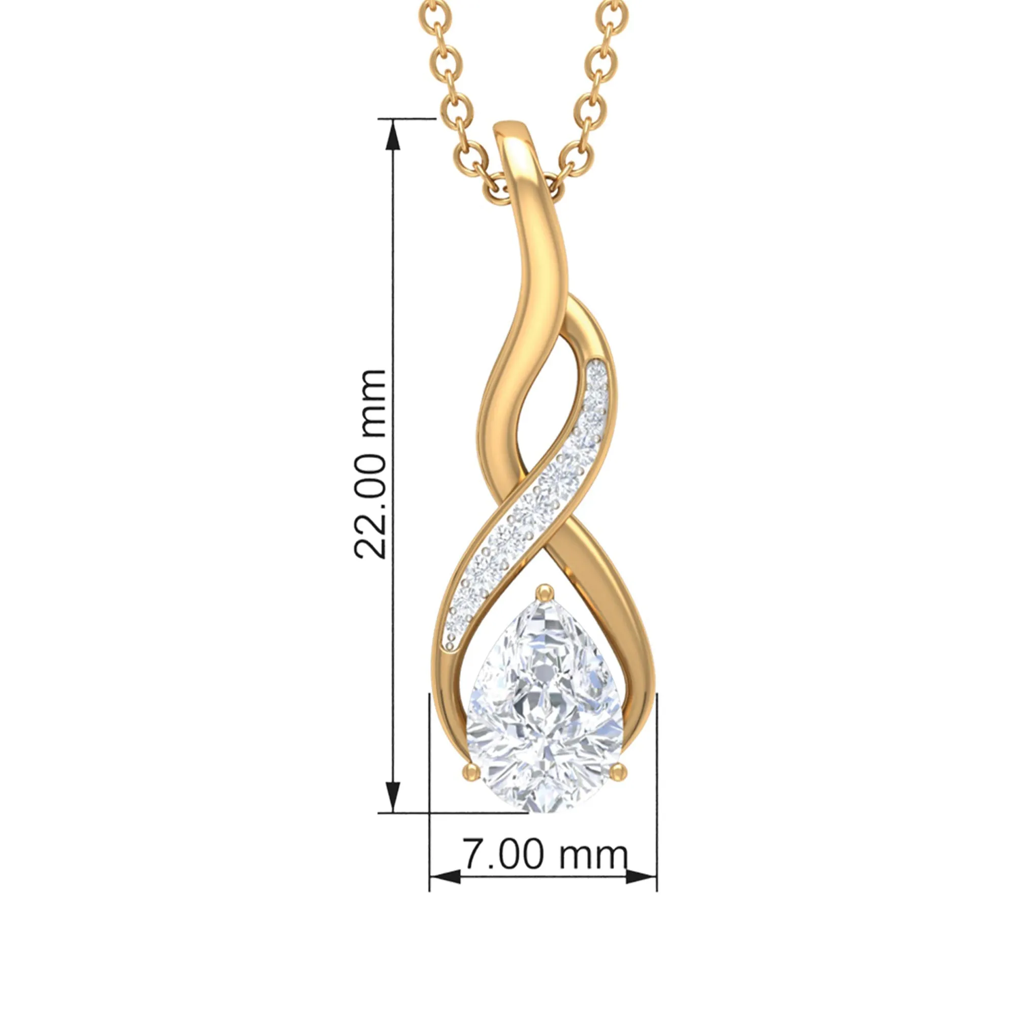 Pear Shape Moissanite Infinity Pendant