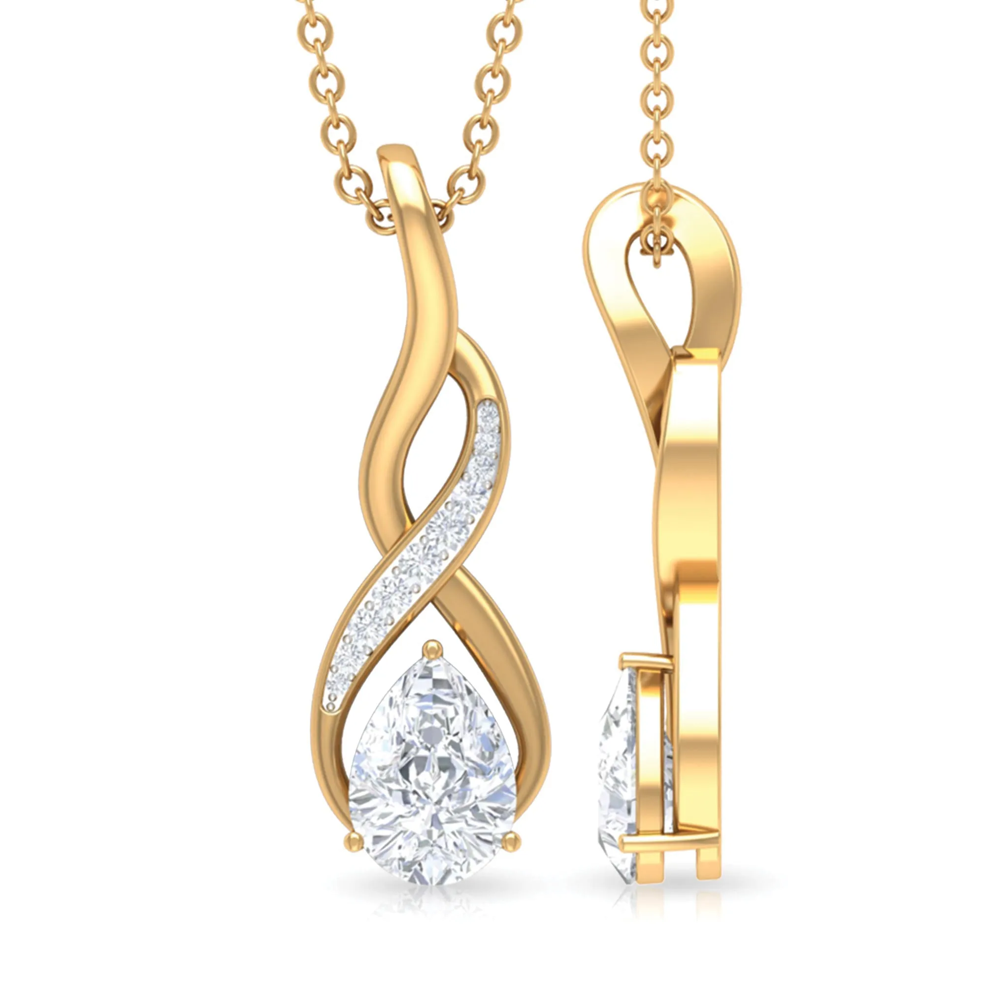 Pear Shape Moissanite Infinity Pendant