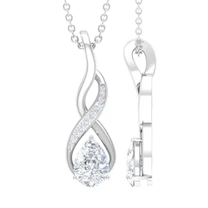 Pear Shape Moissanite Infinity Pendant