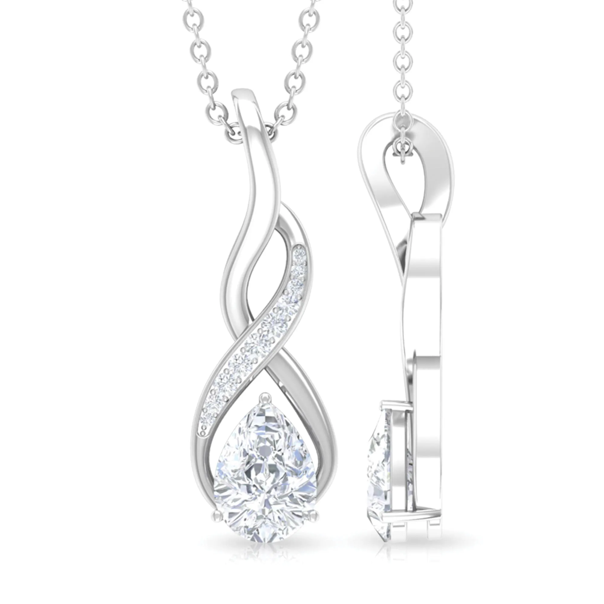 Pear Shape Moissanite Infinity Pendant