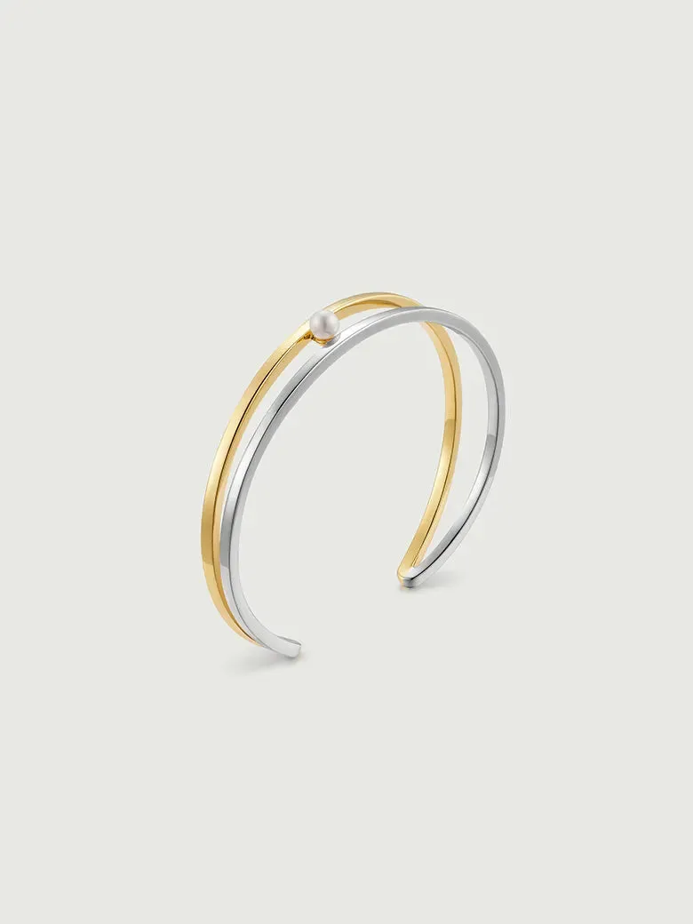Pearl Cuff Two Tone Bangle