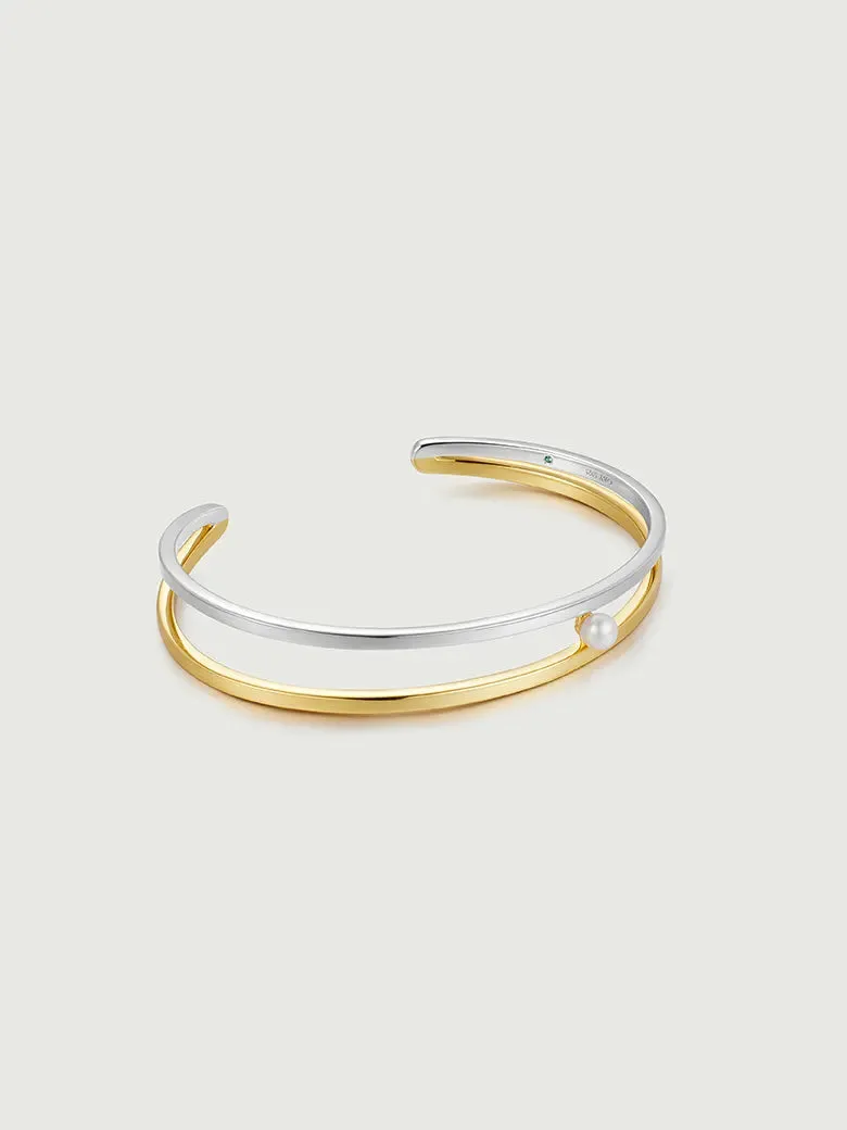 Pearl Cuff Two Tone Bangle