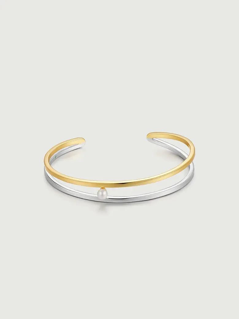 Pearl Cuff Two Tone Bangle