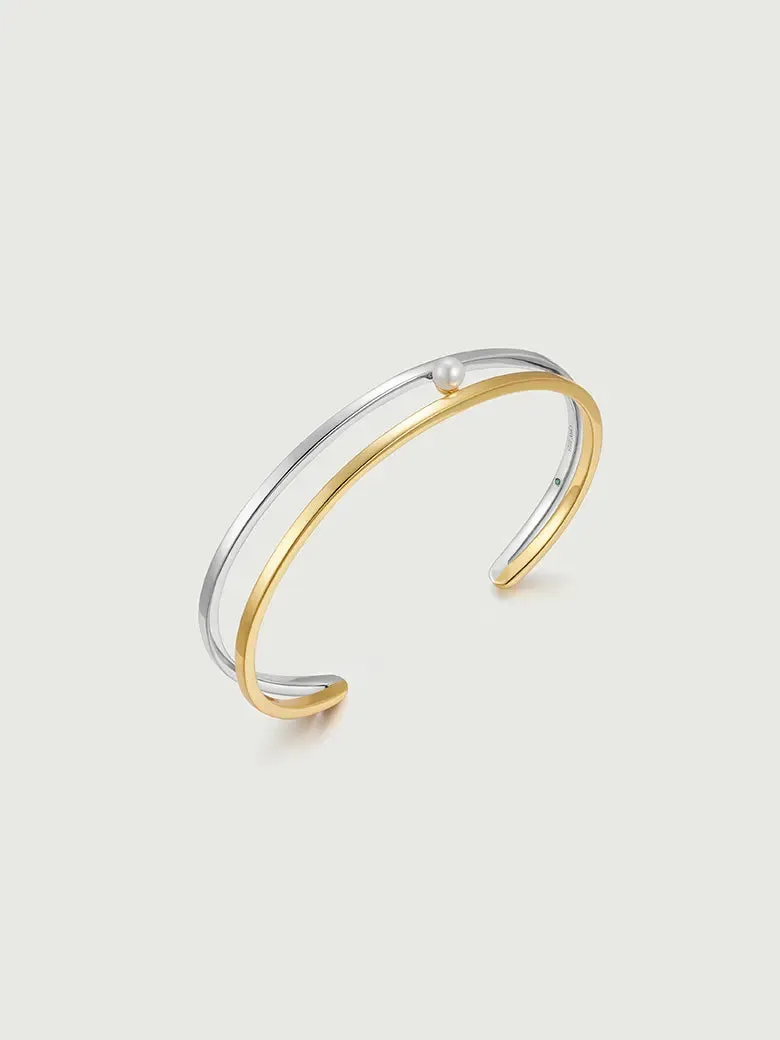 Pearl Cuff Two Tone Bangle