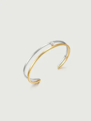 Pearl Cuff Two Tone Bangle