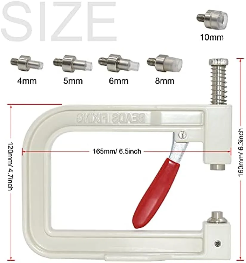 Pearl Setting Machine Hand Press Pearl Setting Tools 5 Sizes no Holes Round Pearls Beads and Rivet Studs, for Hats Shoes Clothes Bags Skirts, Beads DIY Craft