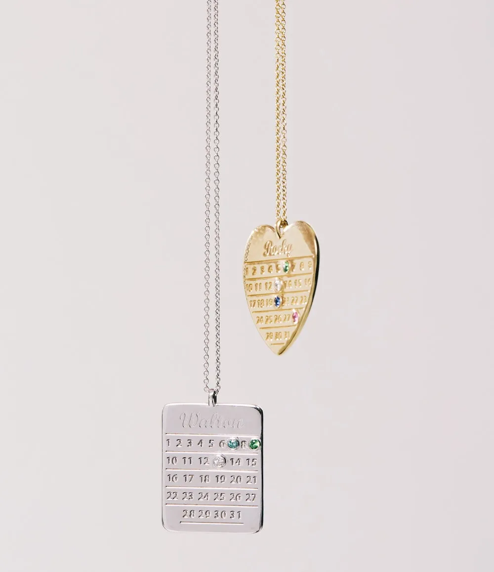 Personalised Diamond Days Calendar Necklace