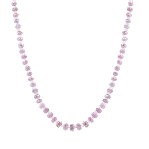 Pink Sapphire & Aquamarine Beaded Strand Necklace