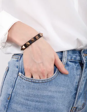 Pleather Gold Stud Buckle Bracelet