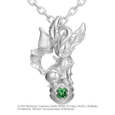 [Pokémon]Leafeon & Pokéball necklace K18 white gold