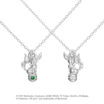 [Pokémon]Leafeon & Pokéball necklace K18 white gold