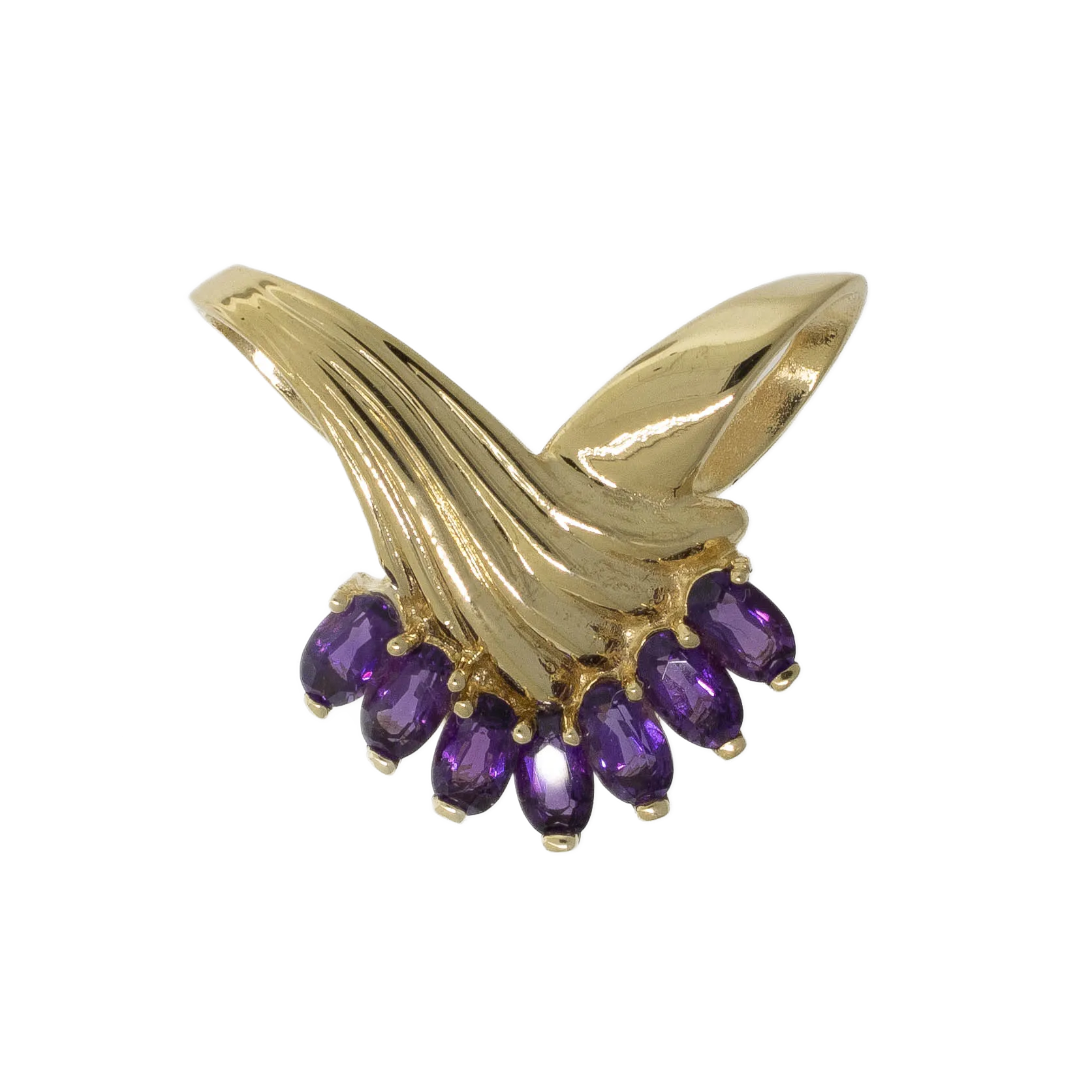 Preowned 14K Yellow Gold Amethyst Pendant with 7 Oval Gemstones