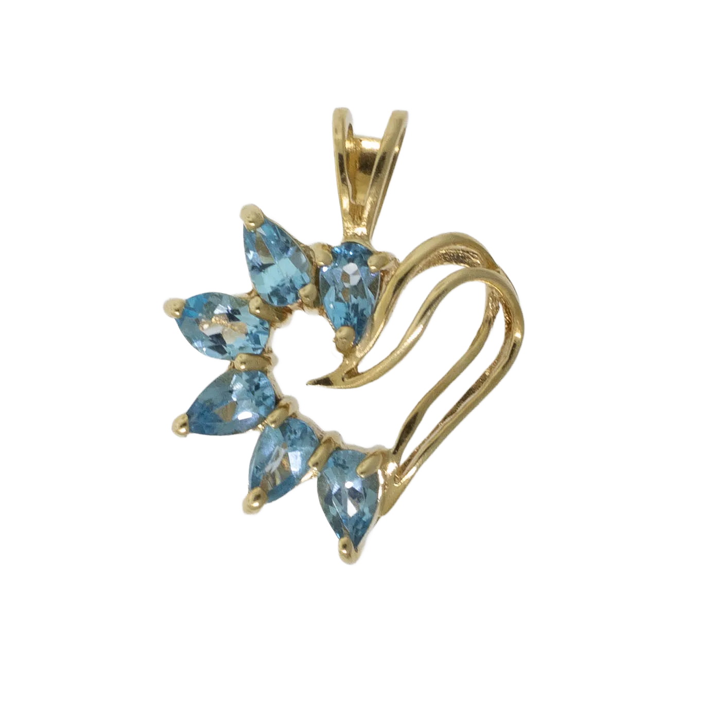 Preowned 14K Yellow Gold Heart-Shaped Blue Topaz Pendant
