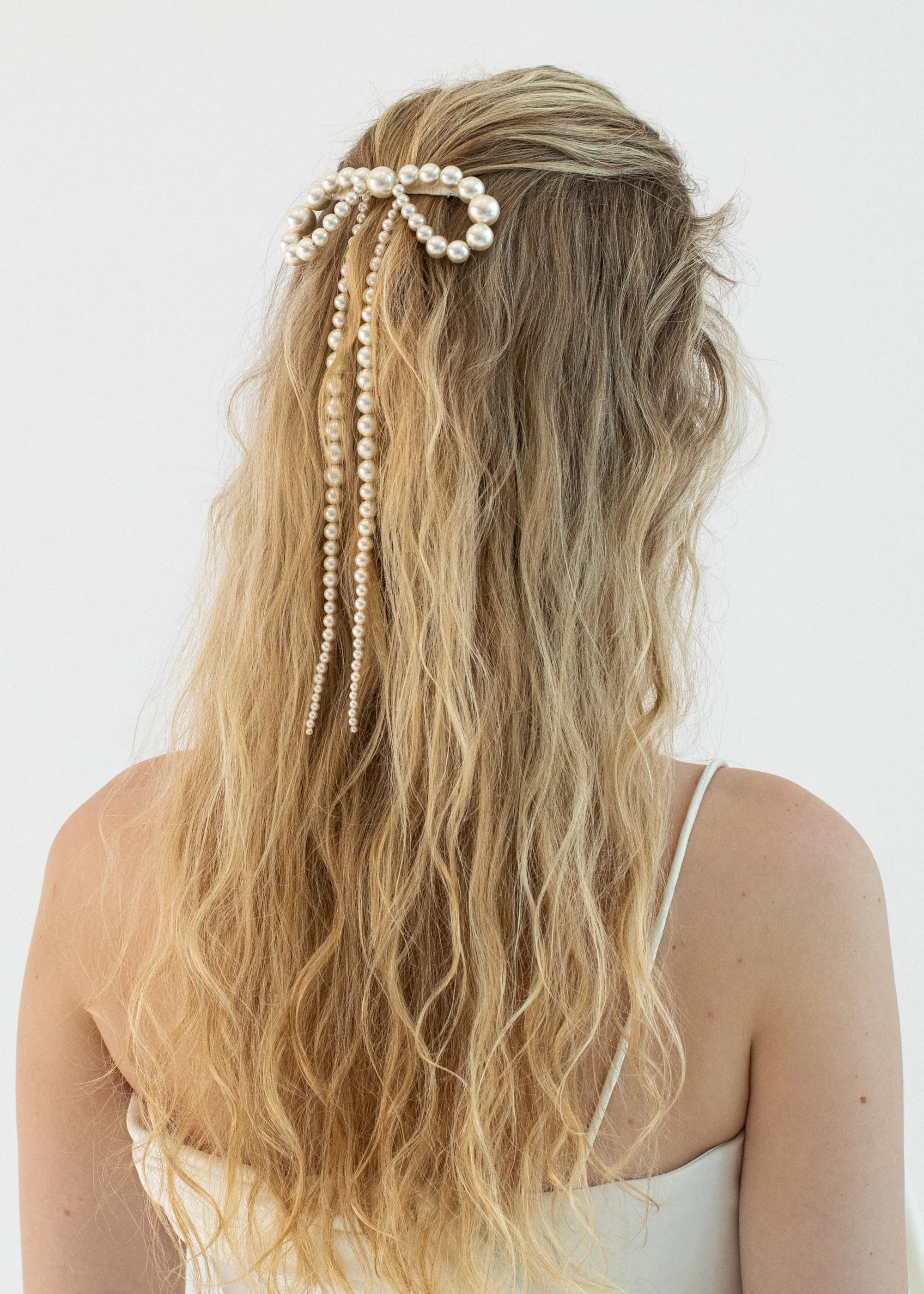 Presley Bow Barrette -- Pearl