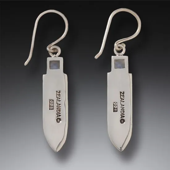 "Life Force" Fossilized Walrus Ivory and Moonstone Sterling Silver Earrings