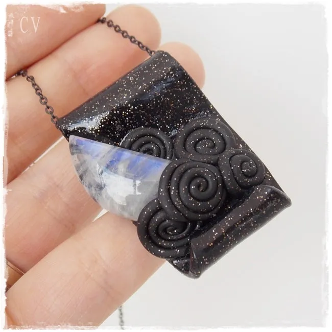 "Sleeping Moon" Moonstone Crystal Pendant