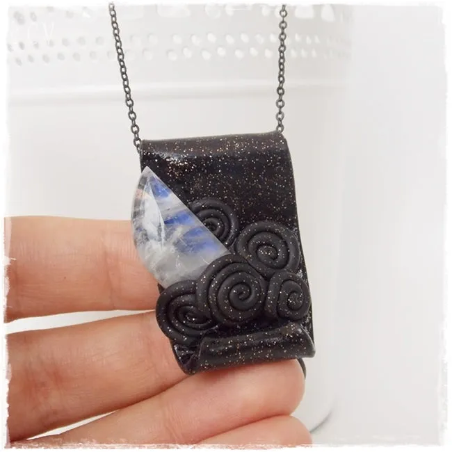 "Sleeping Moon" Moonstone Crystal Pendant