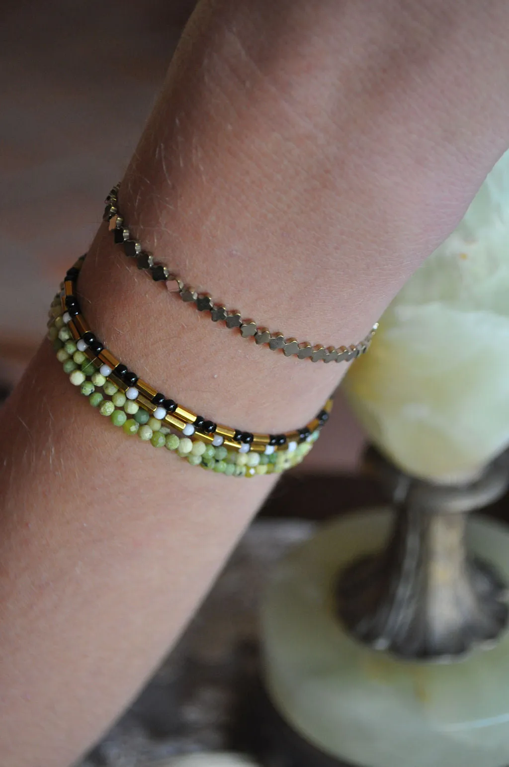 "Tombstone" Earring and Wrap Bracelet Set