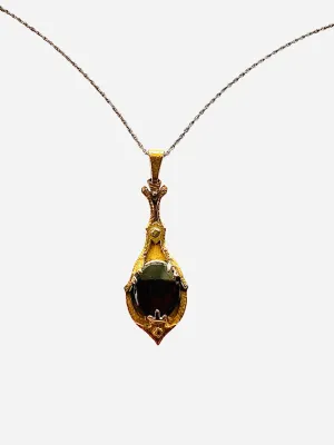 R. W. Edwards Victorian Garnet Yellow Gold Pendant Necklace