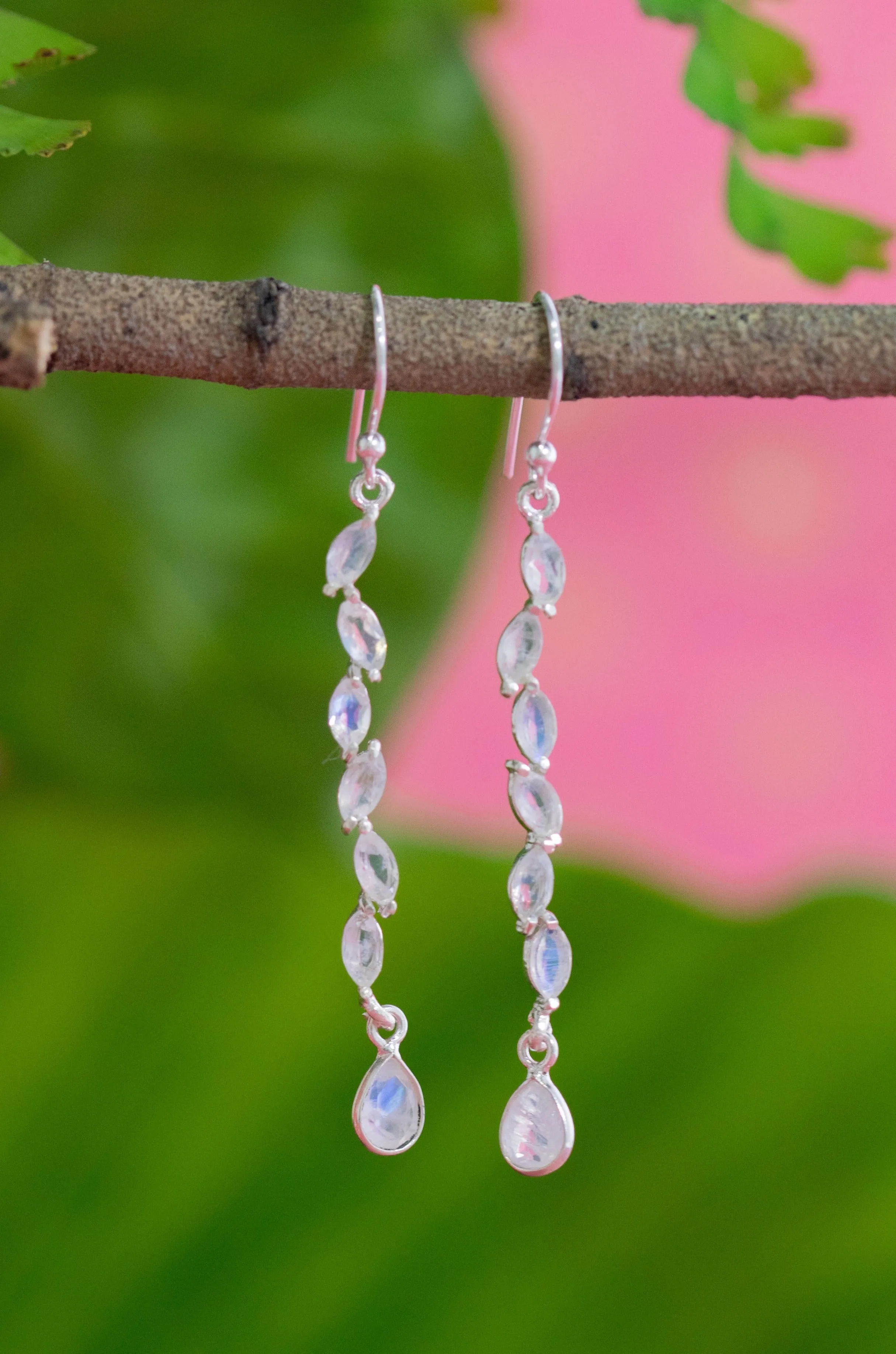 Rainbow Moonstone Jali Earrings