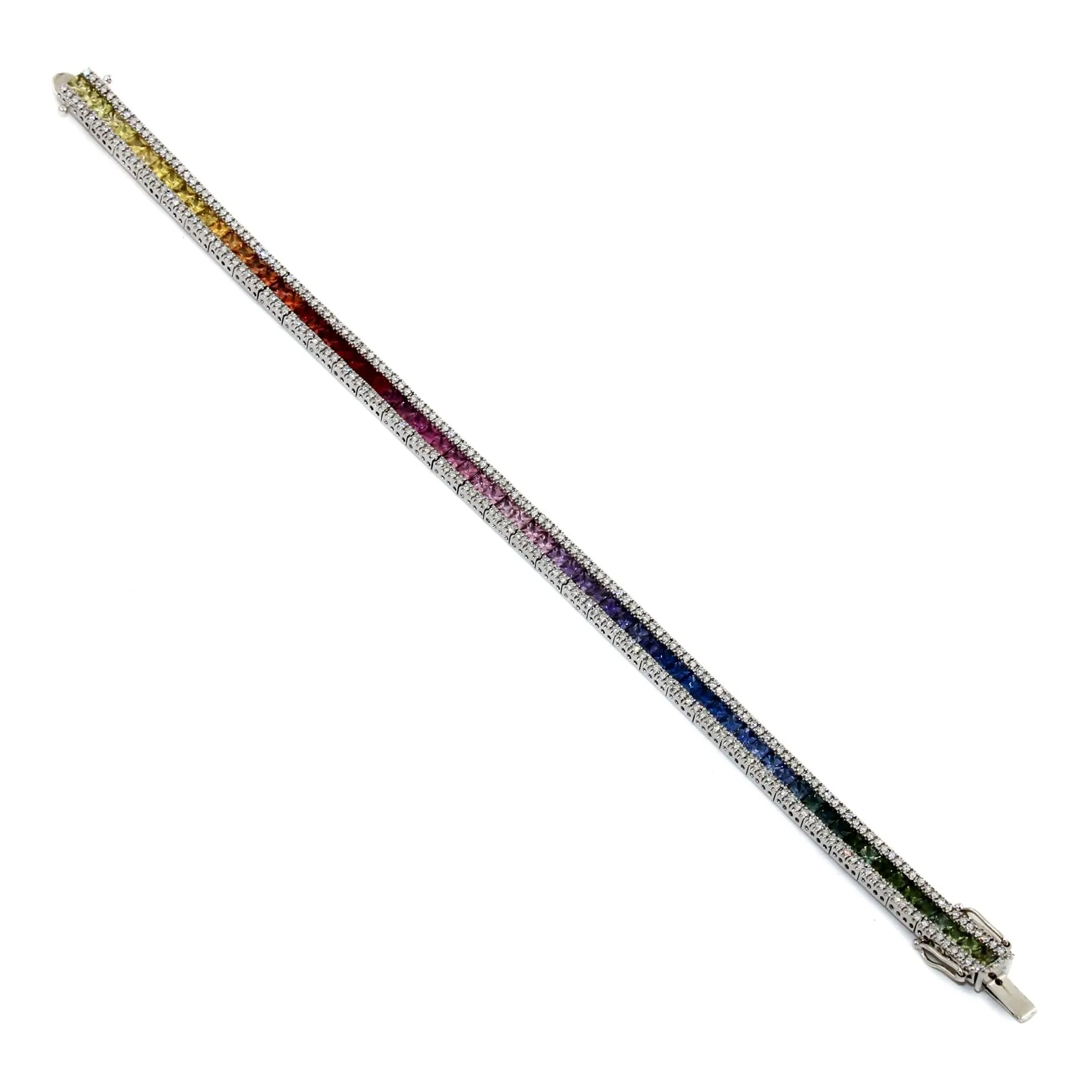 Rainbow Sapphire White Gold Tennis Bracelet