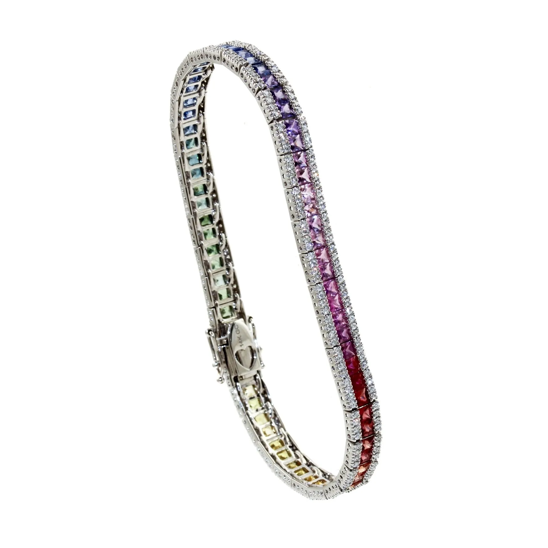 Rainbow Sapphire White Gold Tennis Bracelet