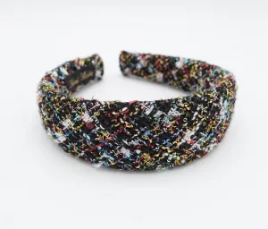 rainbow tweed headband padded multi-colored hairband Autumn Winter headband for Women
