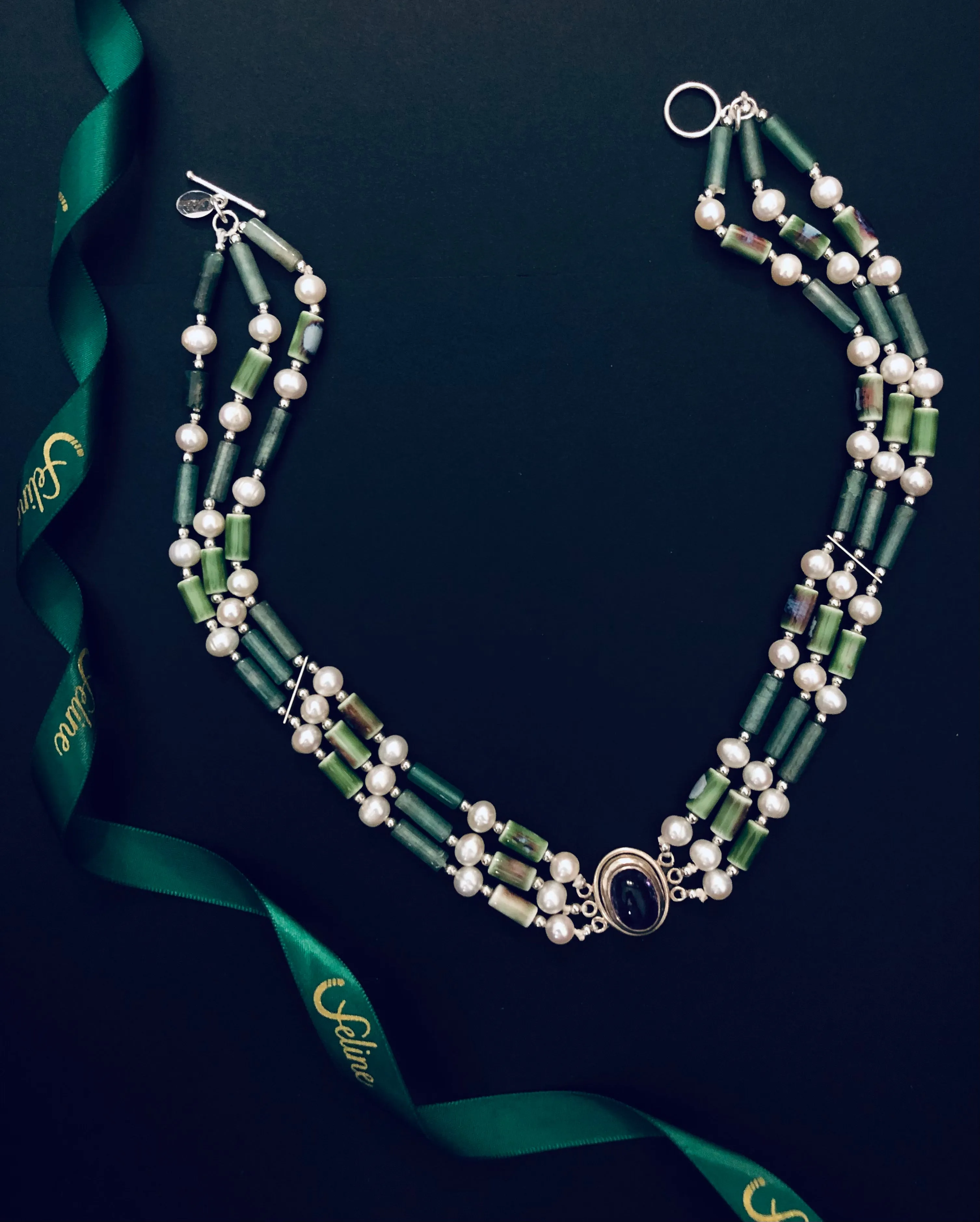 Ramona Handmade Pearls   Jade Necklace