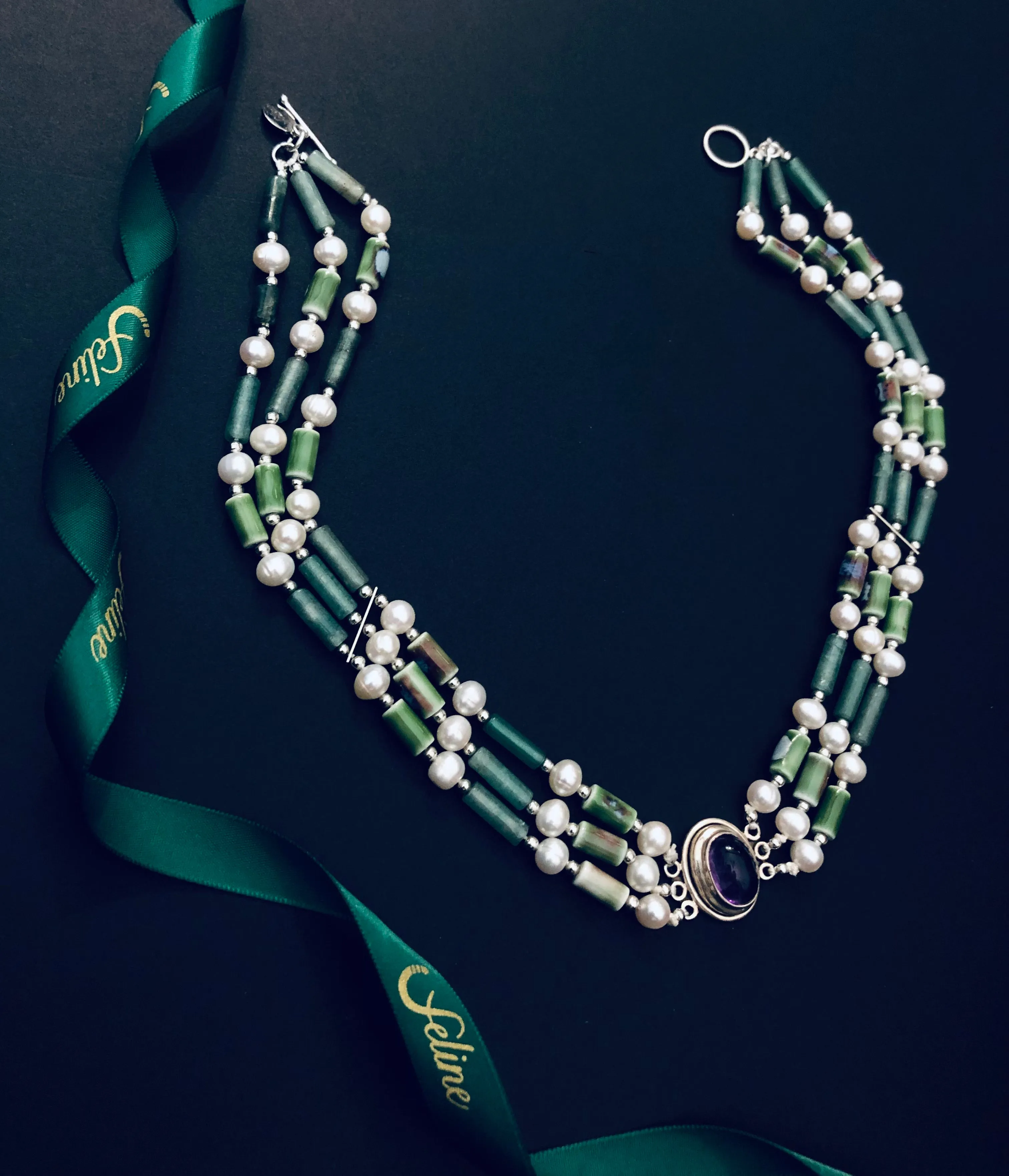 Ramona Handmade Pearls   Jade Necklace