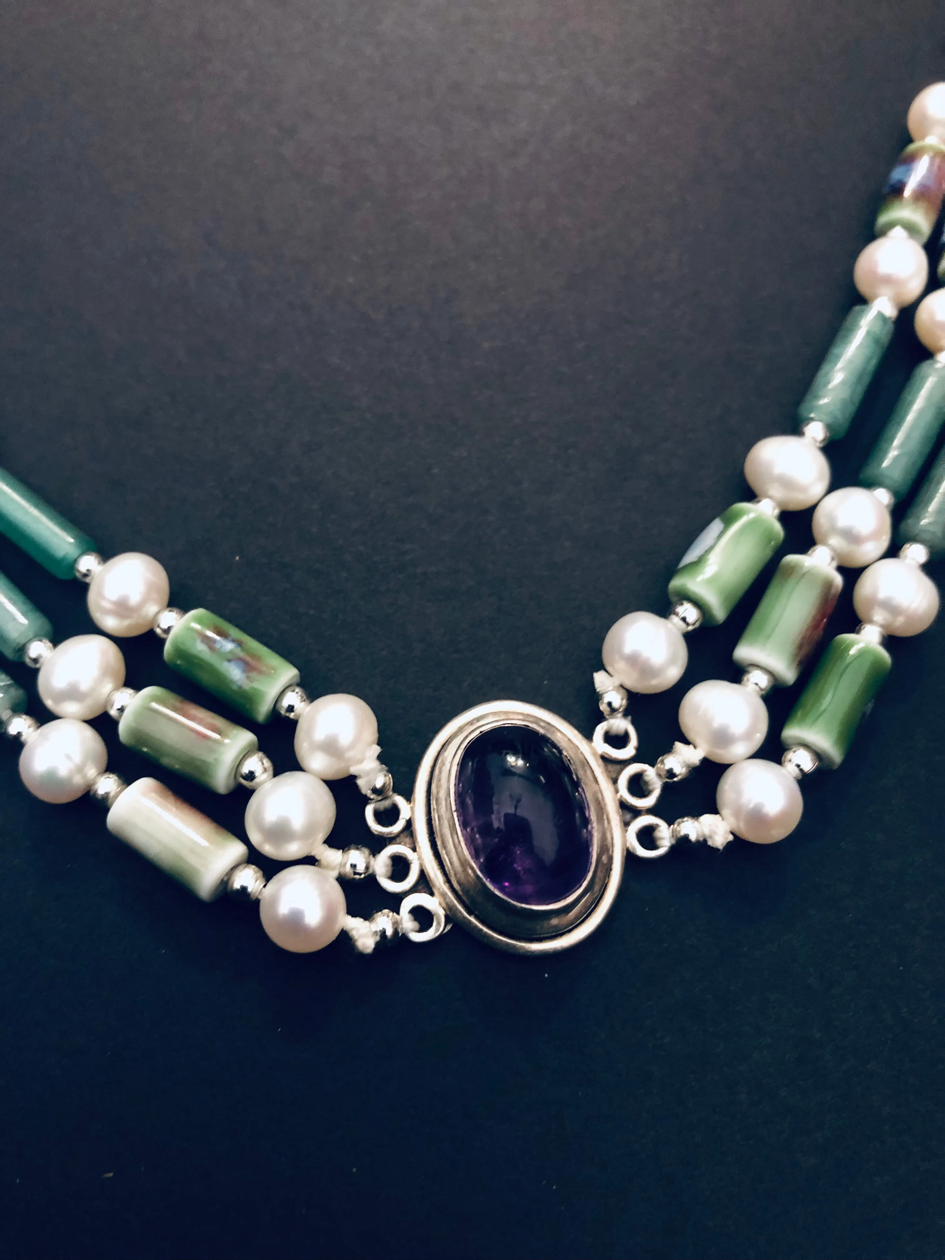 Ramona Handmade Pearls   Jade Necklace