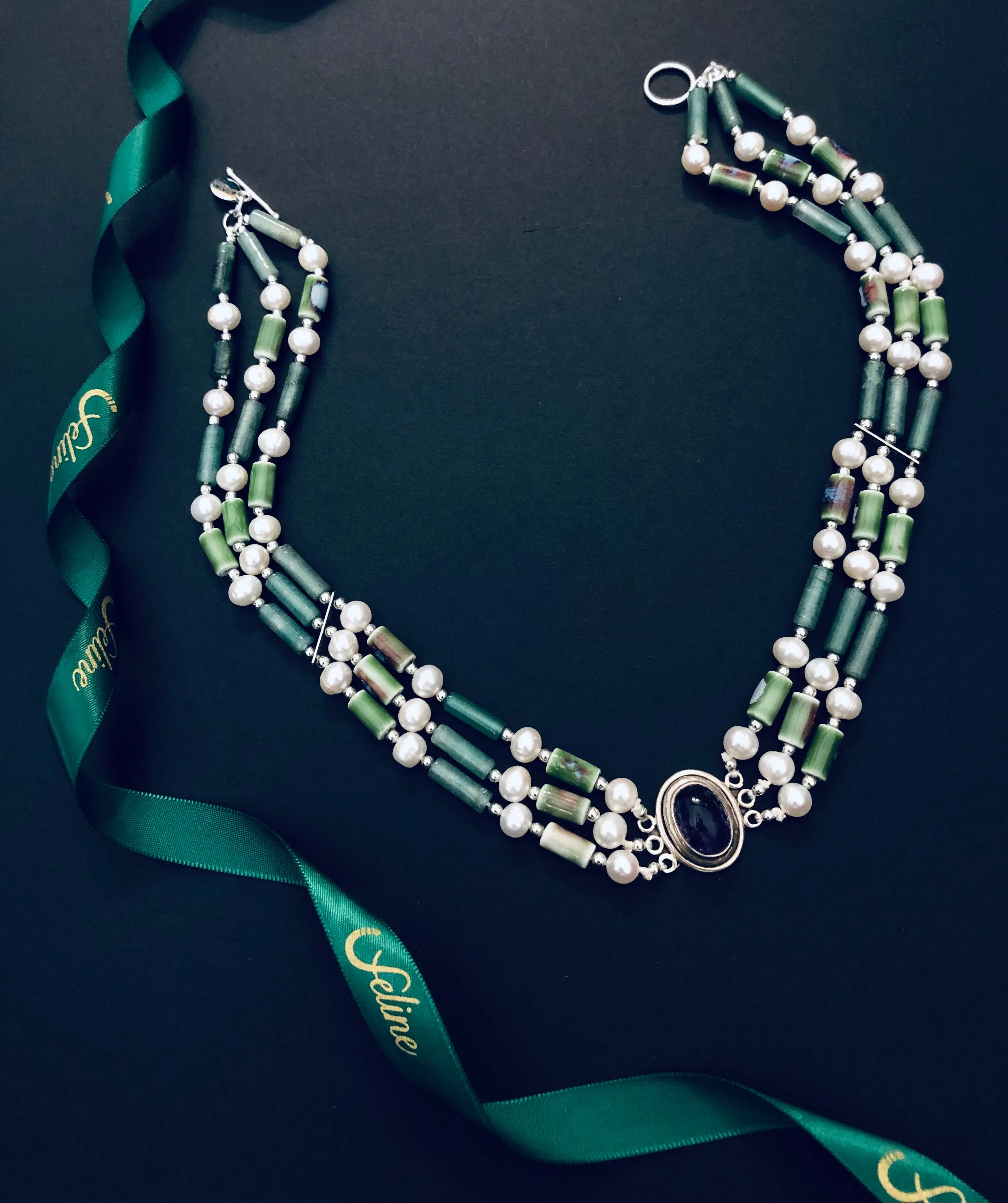 Ramona Handmade Pearls   Jade Necklace