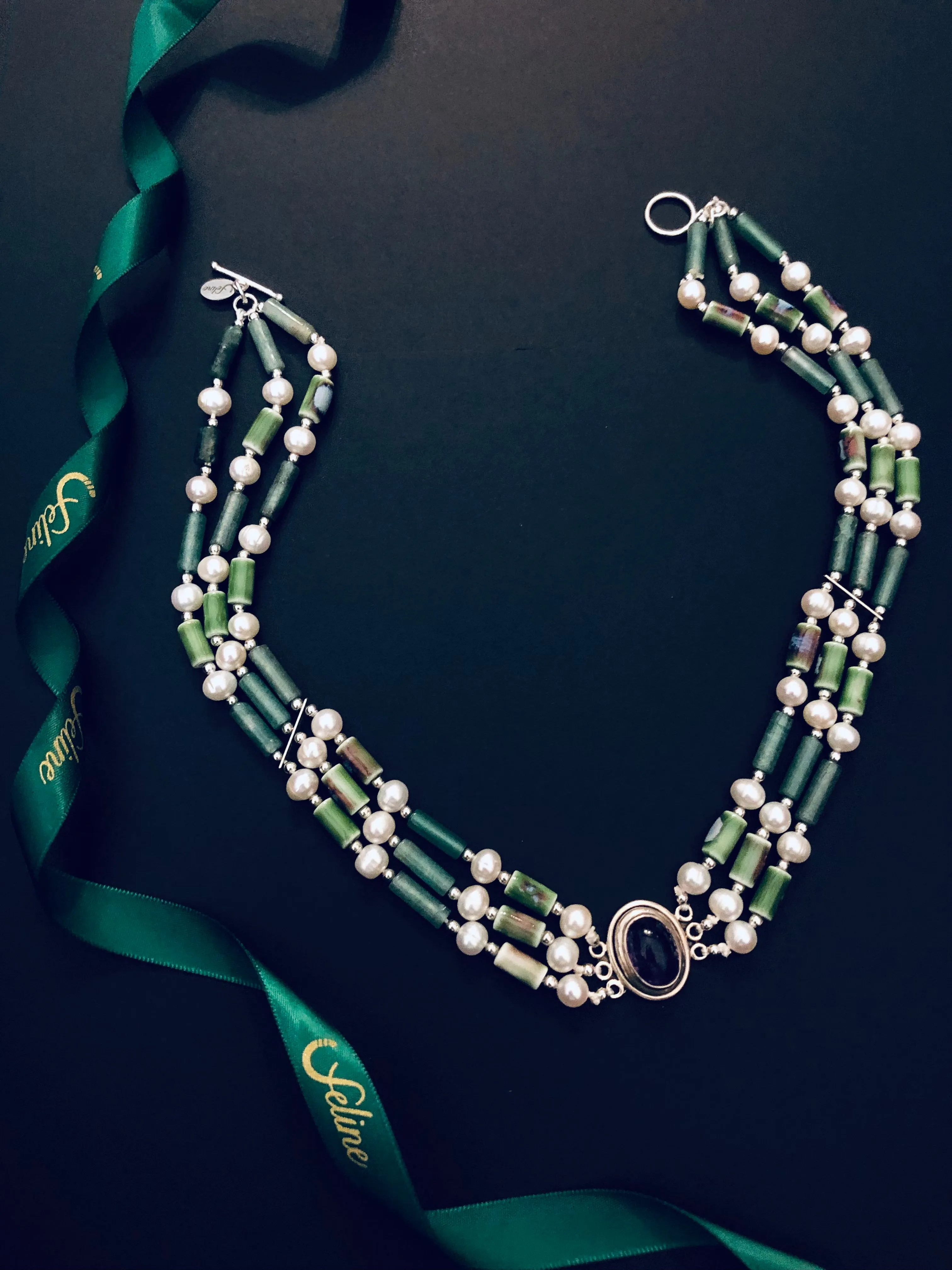 Ramona Handmade Pearls   Jade Necklace