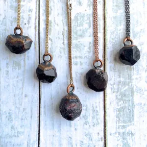 Raw garnet necklace | Garnet crystal necklace