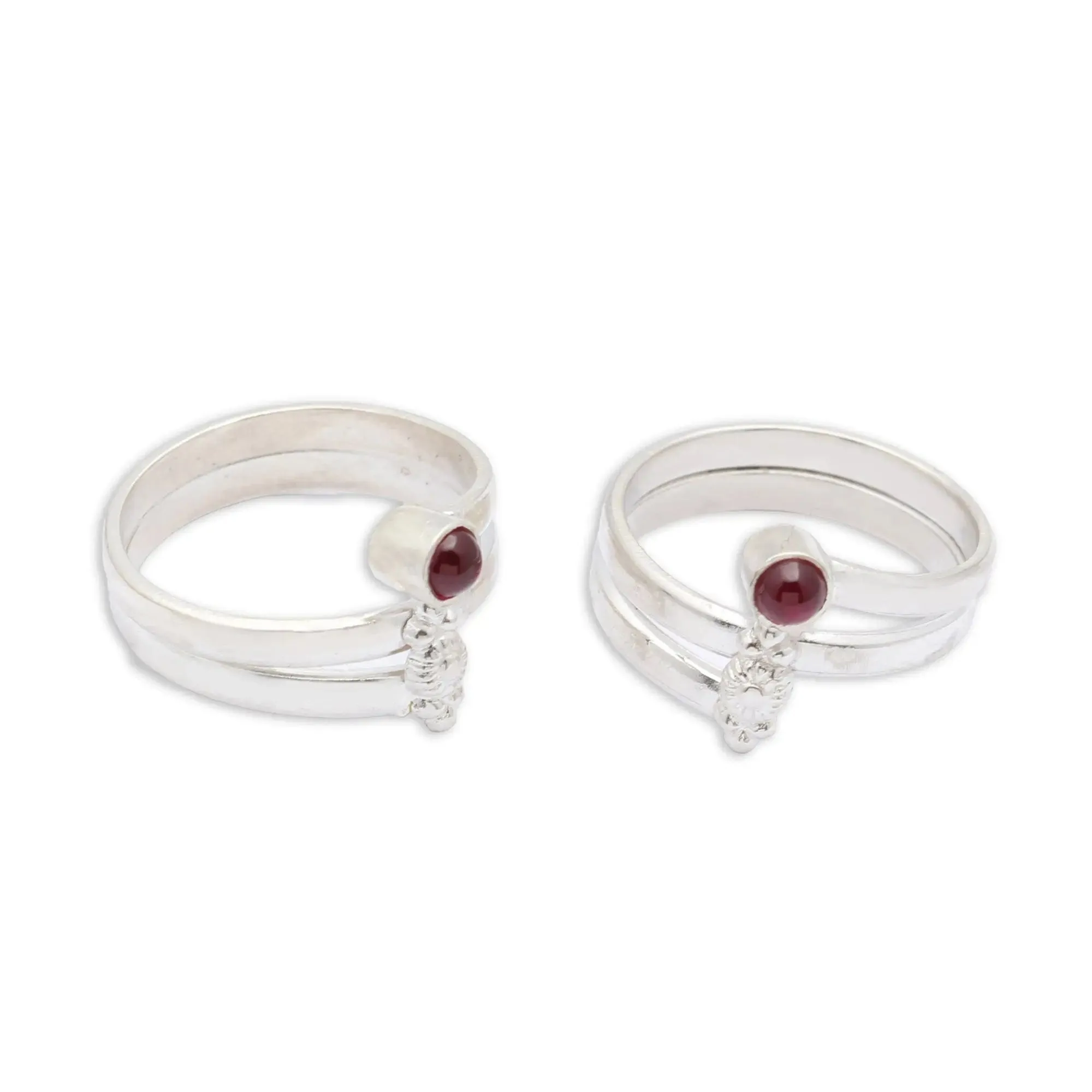 Red Silver Toe Ring