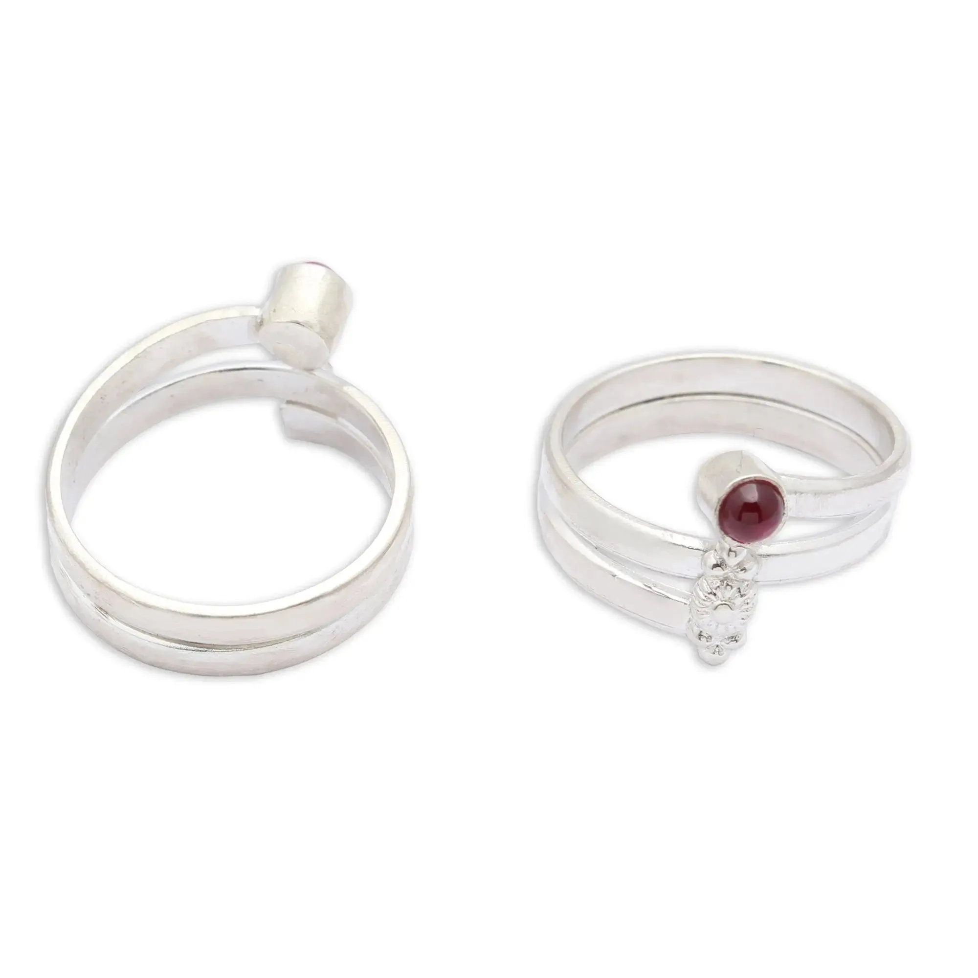 Red Silver Toe Ring