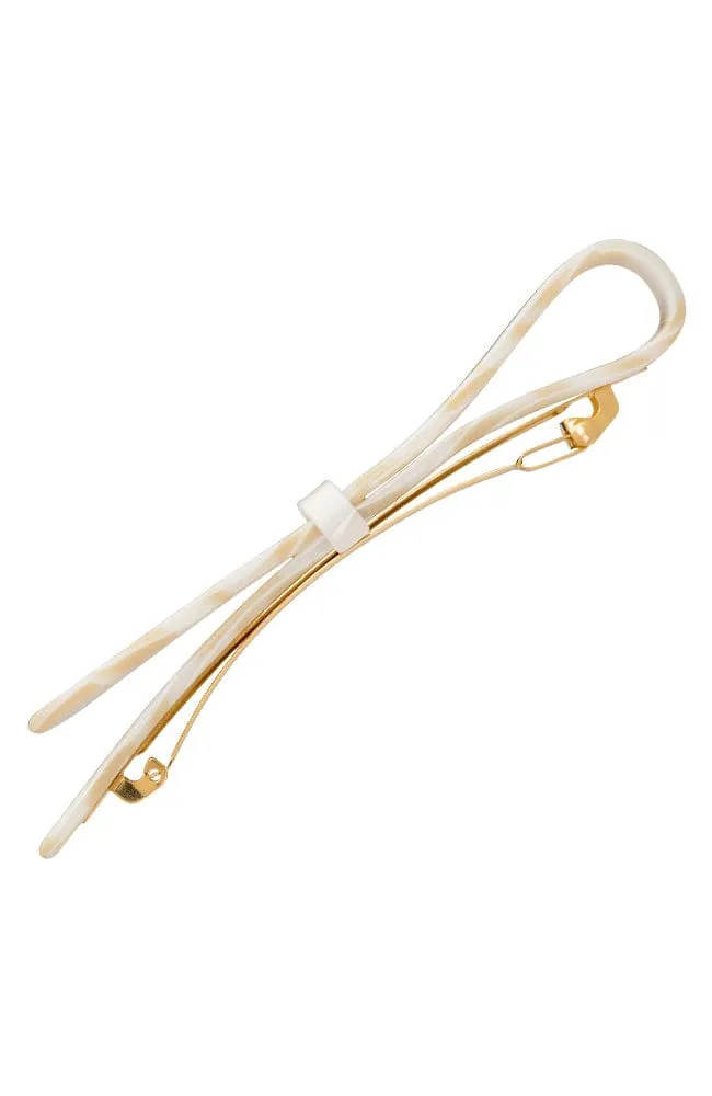 Ribbon Bow Long & Skinny Barrette - Classic