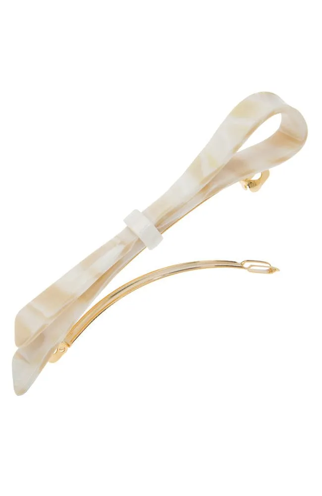 Ribbon Bow Long & Skinny Barrette - Classic