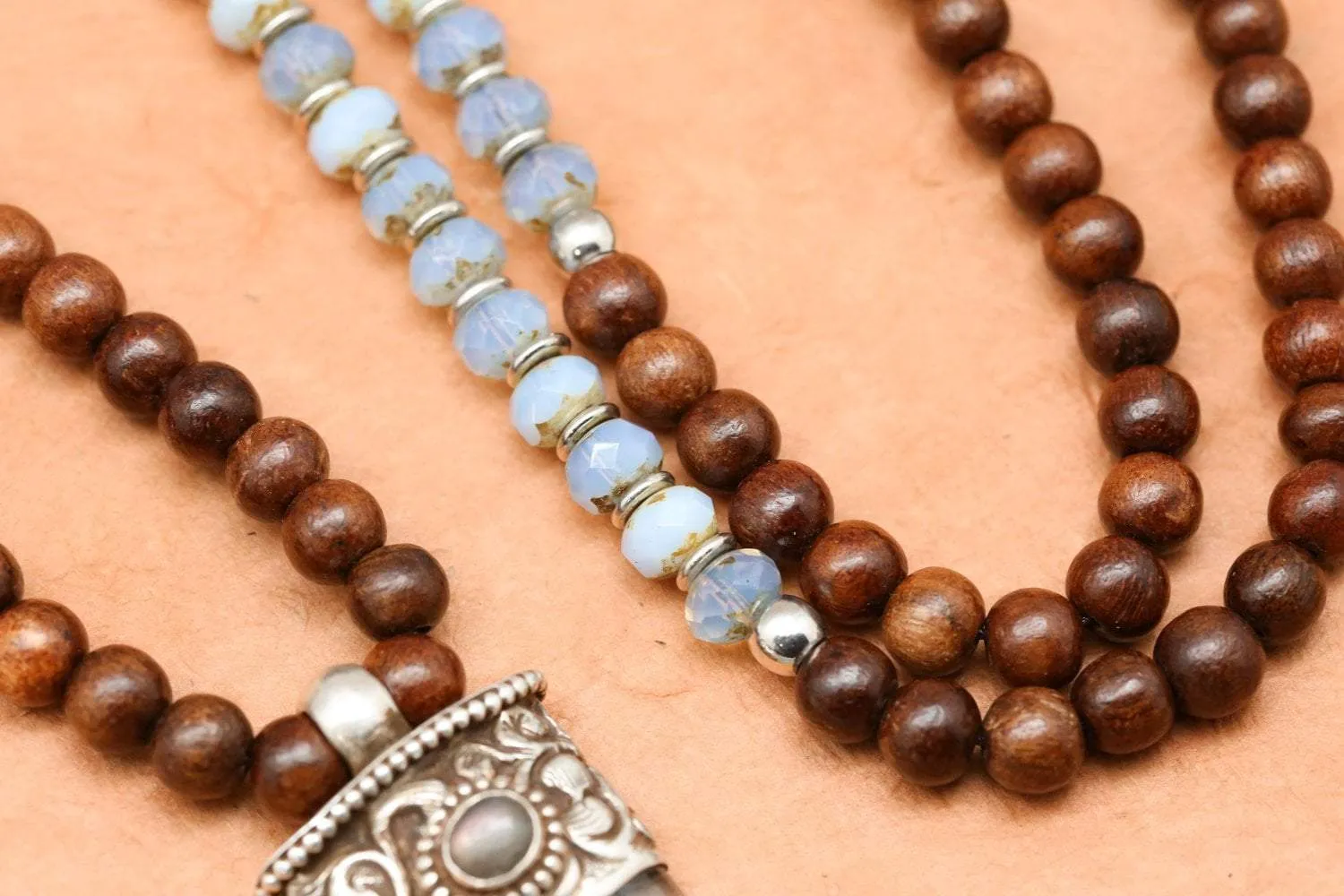 Rosewood and Aquamarine Compassion Mala