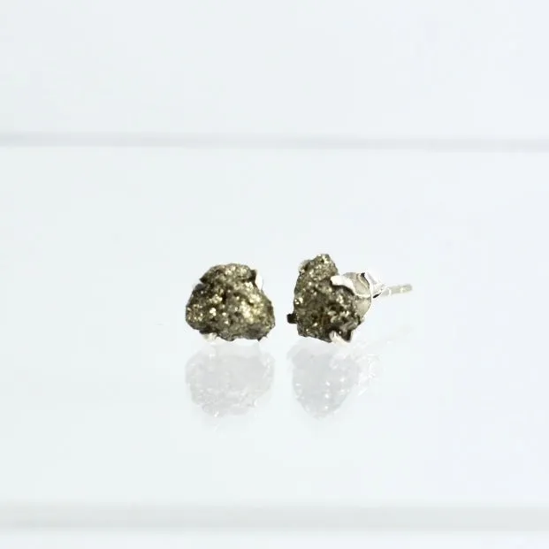 Rough Cut Gemstone Stud Earrings
