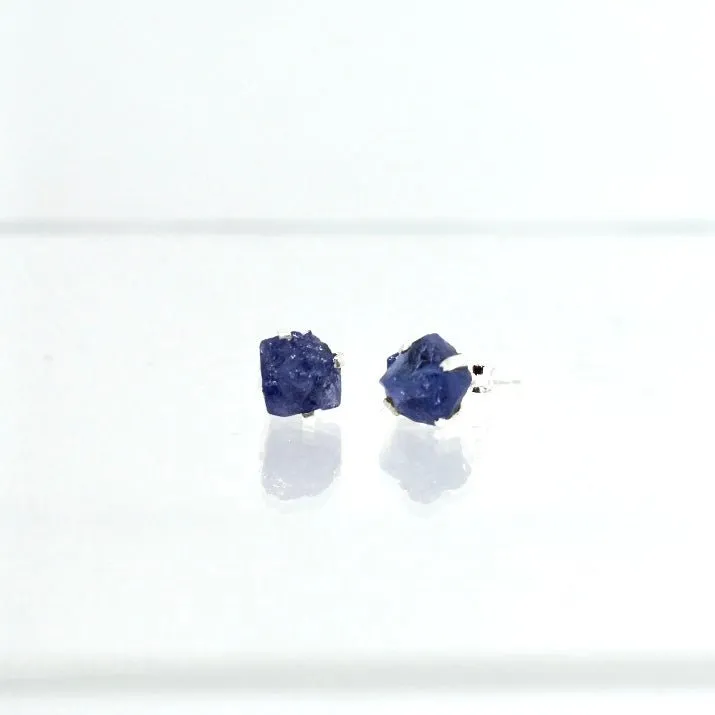 Rough Cut Gemstone Stud Earrings