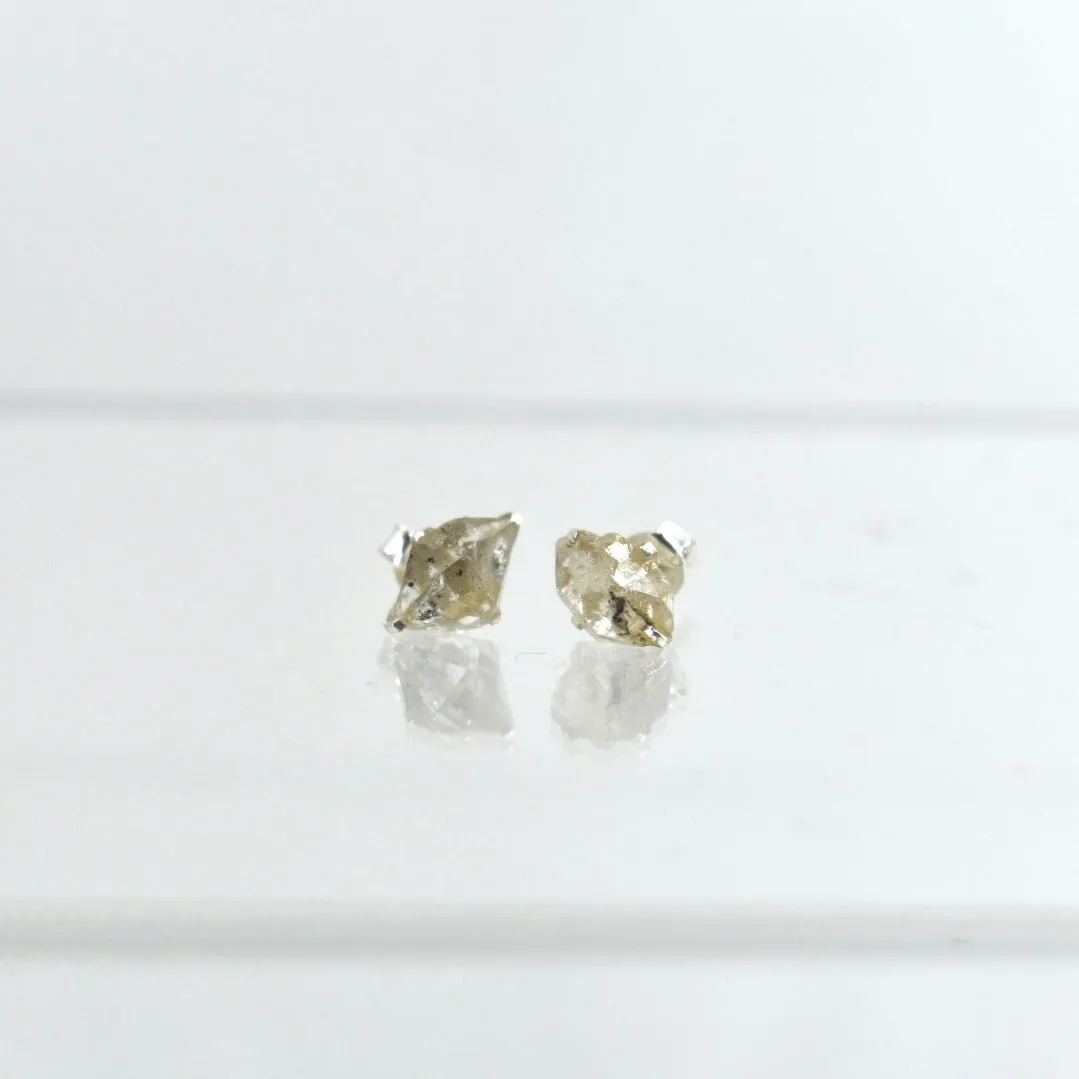 Rough Cut Gemstone Stud Earrings