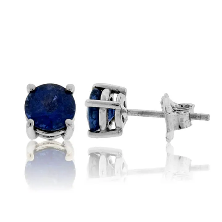 Round 5mm Blue Sapphire Stud Earrings