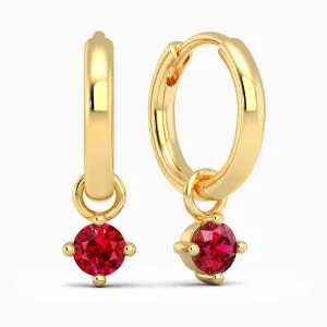 Round Ruby Charm - Gold Hoop Earrings by Irosk Australia ®