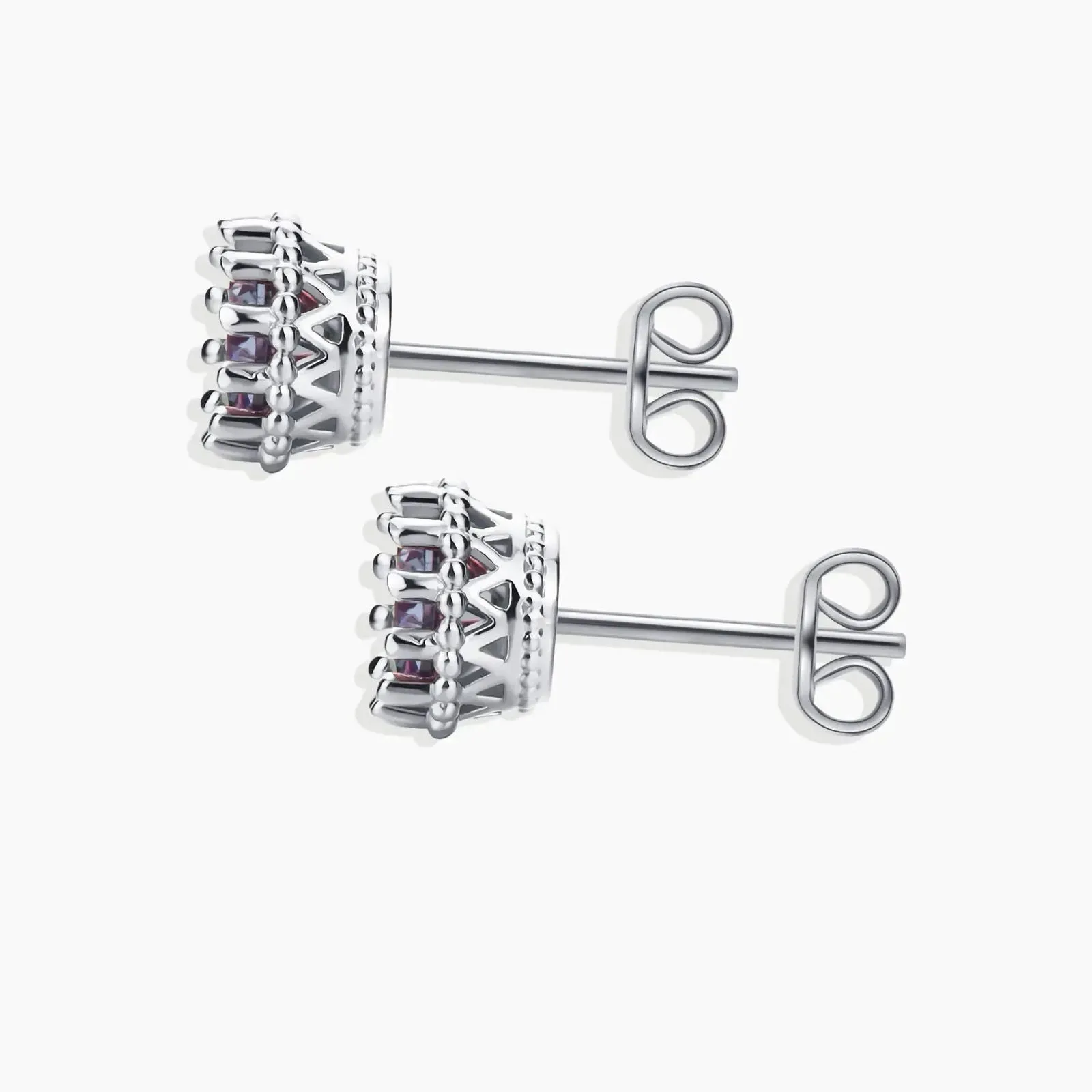 Round Shape Alexandrite Designer Stud Earrings in 925 Sterling Silver - Irosk Australia®