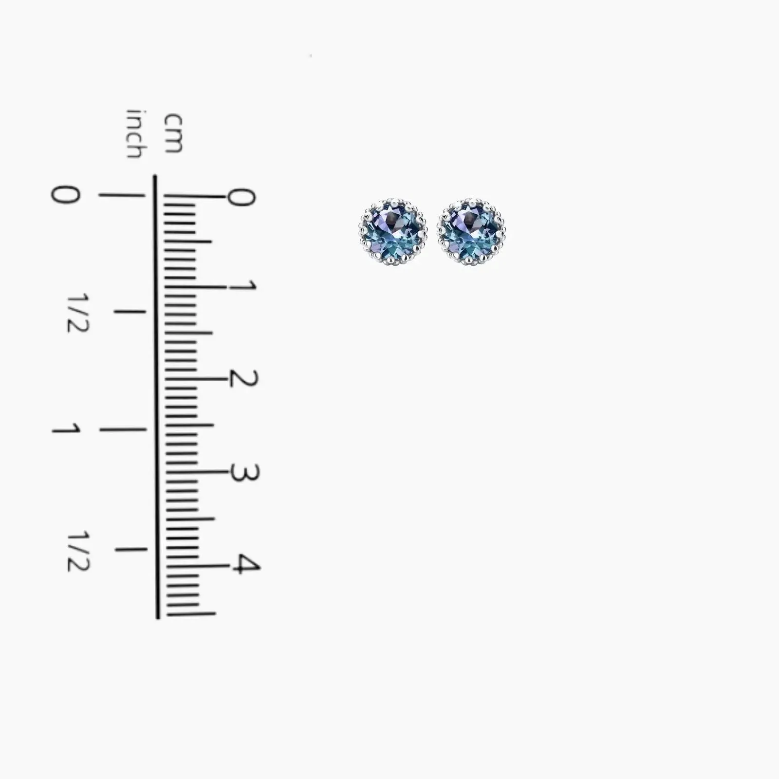 Round Shape Alexandrite Designer Stud Earrings in 925 Sterling Silver - Irosk Australia®
