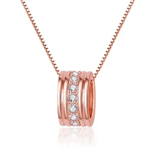Round Single Row Pendant Clavicle Chain Rose Gold
