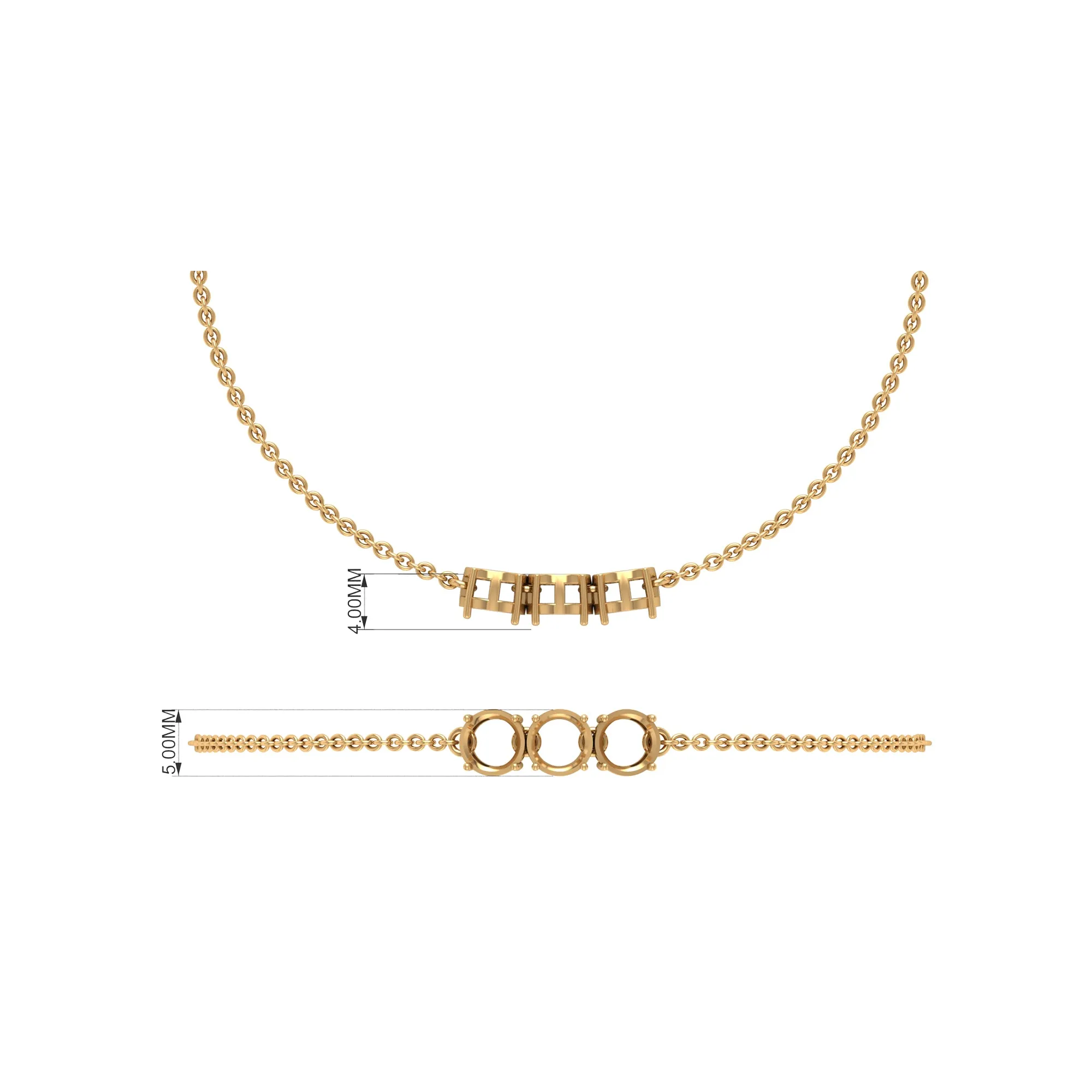 Round Yellow Sapphire Three Stone Chain Bracelet